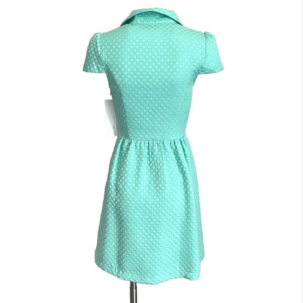 NWT Kenzie Minty Textured Dot Cup Sleeves Dress S $99 - Picture 5 of 14